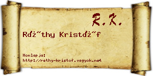 Réthy Kristóf névjegykártya