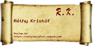 Réthy Kristóf névjegykártya